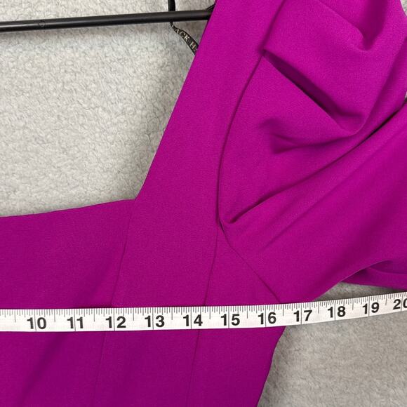 Black Halo Bambi Mini Dress Puff Sleeve Pleated Skirt Pockets Orchid Size 6 NWOT - Picture 4 of 10